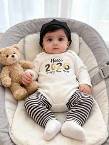 SHEIN Playful Pals 3pcs/Set Newborn Baby Boys' Casual 2026 New Year Graphic Print Outfit 2nd Birthday Boy Outfit Baby Announcement Outfit Baby 2026 New Year Clothes Newborn Knit Outfit Boy Baby Casual Bodysuit Baby Fall Newborn Suit New Born Neutral Outfit Natural Baby Clothes New Born Neutral Baby Clothes Unisex Baby New Year Outfit One Year Baby New Year First New Year Baby Clothes Baby Boy New Year Outfit My First New Year Baby Bodysuit - White - View 6