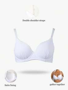 DesireSculpt 1pc Sexy Lace Patchwork Women's Bra - White - View 3