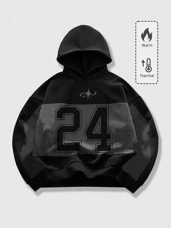 Felpa con cappuccio casual e punk in stile di strada, unisex, con patchwork, adatta per autunno/inverno