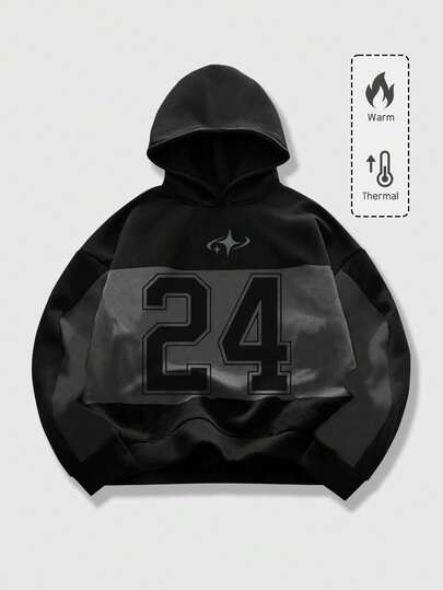 Unisex lässiger Punk Street Style Patchwork Hoodie Sweatshirt, Herbst/Winter