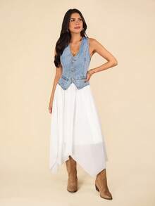 Coeurva 不對稱下擺素色半身裙 - 白色 - 查看 5