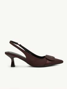 CUCCOO CHICEST 女士尖头套脚细高跟露后跟踝带凉鞋，简约时尚高跟鞋 - 咖啡棕 - 查看 8