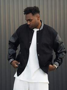Heavens Edit Jacke mit Kapuze in Oversize-Passform, Outdoor Sport Lässig neue Herbst Herren Baseball Jacke - Schwarz - Übersicht 3