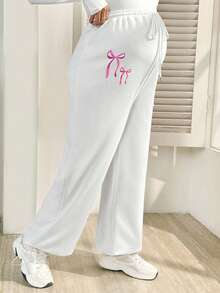 SHEIN Maternity Clothes Maternity Pants Summer Pregnant Clothes Gray Maternity Sweatpants With Bow Drawstring, High Waist, Comfortable And Casual. - White - View 1