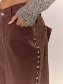 MUSERA Jeans de pierna ancha para mujer, jeans de mezclilla para otoño, invierno, primavera y verano, para uso diario, trabajo y vacaciones - Marrón - Ver 5