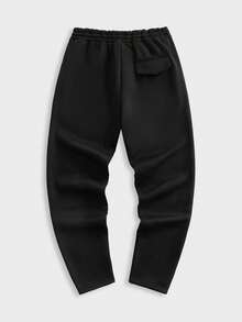 EASEVO Plus Size Men's Casual Black Sweatpants With Embroidery, Loose Fit Slim Leg, Spring/Autumn Mens Black Sweatpants Black Joggers Men Jogger Pants Mens Pants - Black - View 2