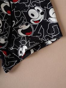 Felix The Cat X SHEIN Men's Soft Breathable Cat Print Trunks - Black - View 5