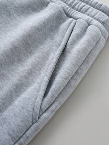 PAVTROS Bộ áo hoodie có khóa kéo dành cho nam, thêu chữ tối giản, áo nỉ trơn màu - Màu Xám nhạt - Xem 7
