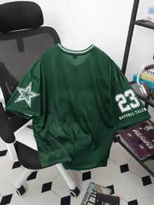 PAVTROS 男式运动数字印花休闲 T 恤 - 綠色 - 查看 2