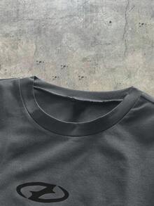 AXEPEAK Men's Contrast Color Round Neck Short Sleeve Casual T-Shirt, Versatile For Summer - Dark Grey - View 4
