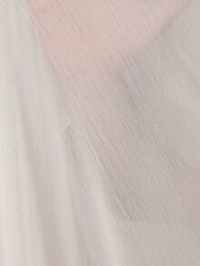 EMERY ROSE 欧美风V领缎面腰带时尚百搭通勤长袖连衣裙，秋冬款 - 白色 - 查看 7