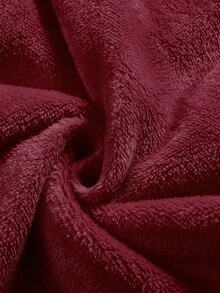 PAVTROS 男士字母刺绣抽绳腰带蓬松运动裤，柔软保暖的珊瑚绒面料 - 酒紅色 - 查看 6