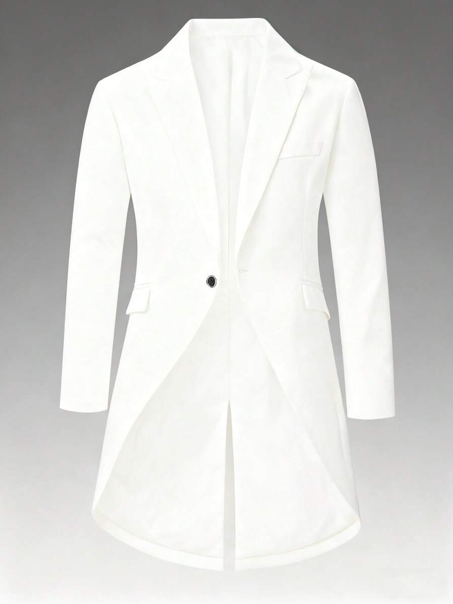 Manfinity AFTRDRK Men's Casual Solid Color Single-Breasted Long Sleeve Suit Jacket White Suit White Linen Blazer For Men White Linen Suit Men 2 Piece White Tuxedo White Jackets For Men Old Money,Daily Leisure, Weekend Trips, Outdoor Activities, Travel Expeditions, Relaxed Work Environments Or Semi-Formal Occasions, Boyfriend/Husband Gift, Anniversary /Birthday Gift Party Christmas New Years Wedding - White - View 1