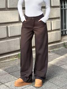 SHEIN Women's Jeans LOW WAIST BAGGY LOOSE STRAIGHT LEG JEAN  2000s Style - Dark Grey - View 3