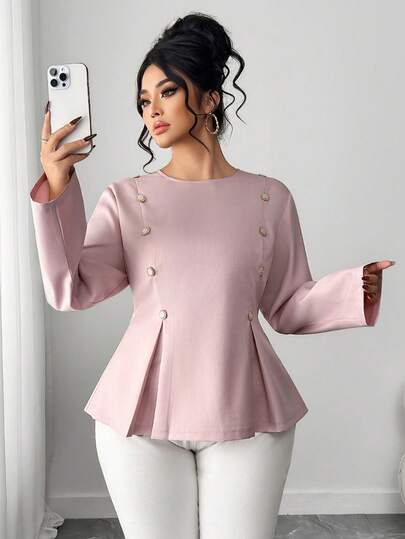 Elenzga Elegant Vintage Beaded Tie-Waist Blouse, Versatile For Party, Date, Commute, Pink