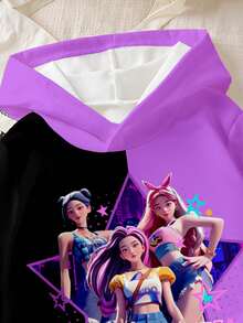 Sparklyn KPOP Idol Star Graphic Print Sweatshirt For Tween Girl, Fashionable Casual, Suitable For Autumn/Winter - Multicolor - View 5