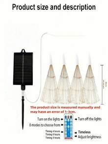 5Pcs/4Pcs/1Pc Suspended Solar Garden Fireworks Light, 8-Mode, LED Outdoor Decorative Light, Warm White Light, Suitable For Courtyard, Eaves, Halloween, Christmas Party Decoration - Warm white light - View 12