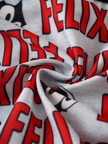 Felix The Cat X SHEIN Men's Soft Breathable Cat & Letter Pattern Trunks - Black - View 9