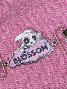 THE POWERPUFF GIRLS X SHEIN 1pc 60mm Cartoon Character Pink Shawl Clip Metal Brooch - Pink - View 3