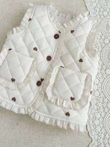 SHEIN 女婴简约爱心印花无袖背心 - 白色 - 查看 6