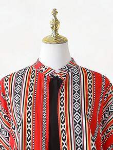 SHEIN Setelan Abaya 2 Potong untuk Remaja Perempuan, Hitam dan Putih, Musim Panas, Kasual, Serasi untuk Keluarga - Hitam - View 7