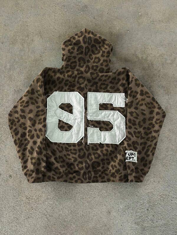 Glimmora Y2K Vintage Leopard Print Zip-Up Sweatshirt, Retro Streetwear Leopard Print Pullover Sweatshirt, Casual Leopard Print Zip-Up Sweatshirt Jacket, Streetwear, Zipper Sweatshirt, American Gothic Rock, Streetstyle, Casual, Versatile Use