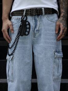 Manfinity EMRG Jeans en denim ample et décontracté avec poches pour hommes - Jean clair - Voir 7