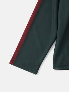 SHEIN Casuvi Kids Tween Boys Polo Shirt, Tween Boys CALIFORNIA Cursive Letter & 23 Graphic Print, Turndown Collar Half-Placket, Green/Beige/Burgundy Color Block Polo Shirt, Suitable For Everyday Wear, Comfortable And Relaxed, Suitable For Outdoor Play, Travel, School, Spring/Autumn - Green - View 8