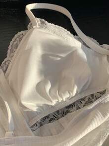 Comfortcana Women's Y2K Contrast Lace Button Design Camisole White Top,Tank Top With Chest Cushion - White - View 8