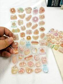 Zazumi 1张3D卡通动物贴纸 - 可爱的宝石水晶浮雕设计，视觉效果极佳 - 彩色 - 查看 2