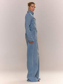 MUSERA 长袖牛仔连体裤 90年代休闲可爱风 90年代休闲日常基础款 伊比沙岛西部海滩街头风 返校季 乡村牛仔风 秋冬 纳什维尔 工作 办公室 晚宴 派对 优雅 冬春夏 - 淺色水洗藍 - 查看 4