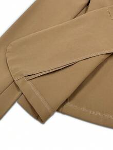 Franclia Women's V-Neck Sleeveless Dress, Solid Color Lapel Long Sleeve Blazer, Suitable For Autumn Office Commute Suit, Everyday Versatile, Ladies Work Uniform - Brown - View 11