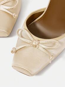 CUCCOO HITCHD Giày cao gót mỏng nữ họa tiết nơ tối giản giản dị - Rượu sâm banh - Xem 10