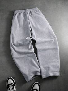 PAVTROS Quần nỉ thể thao nam trơn màu thường ngày - Xám - Xem 2