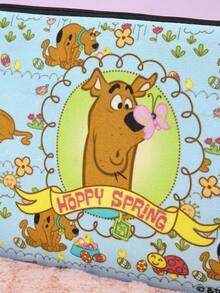 SCOOBY-DOO X SHEIN 1pc Cute Blue Dog & Letter Pattern Zipper Package Storage - Multicolor - View 4