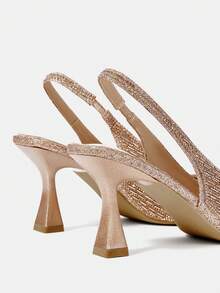 CUCCOO HITCHD Women's Pointed Toe Rhinestone Decor Glamorous Fashion High Heels - Champagne - View 11