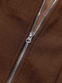 Manfinity Mode Men's Casual Solid Color Wool Blend Overcoat, Autumn/Winter - Brown - View 9