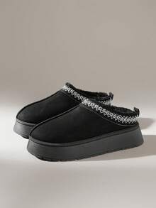 Solecia 女士厚底保暖雪地靴，休闲日常穿着 - 黑色 - 查看 3