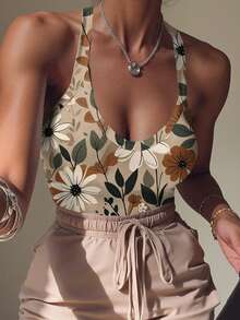 INAWLY Women's Floral & Plant Print Bodysuit - Multicolor - View 3