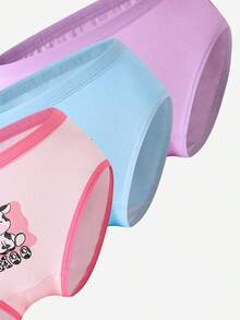 Sparklyn Young Girls Cotton Brief Underwear 6-Piece Set - Pink Purple Blue Cute Cow Print Briefs Sweet Cow Pattern Comfortable Design Pink Purple Blue Contrast Color Pure Cotton Soft Fabric Mid-Rise Briefs Elastic Waistband Cow Print Combo Social Media Style Sweet Daily Change Essential Young Girls Kids Underwear Set