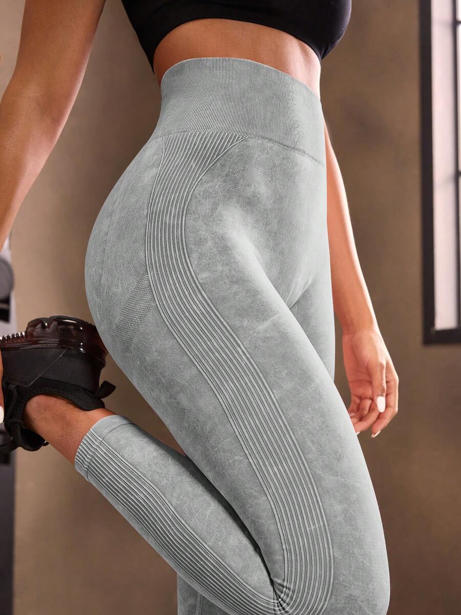 Powerista Tie Dye Tummy Control Sports Leggings Yoga Women Pants - Light Grey - View 1