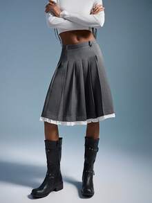 GENKIRA Fashionable Design Sense Versatile Commute Casual Pleated A-Line Skirt - Multicolor - View 5