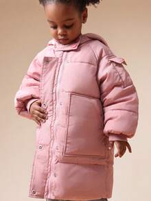 SUMWON Girls Hooded Puffer Winter Coat With Button Closure And Front Pockets For Cold Weather Protection For Casual And Vacation - Baby Pink - View 7
