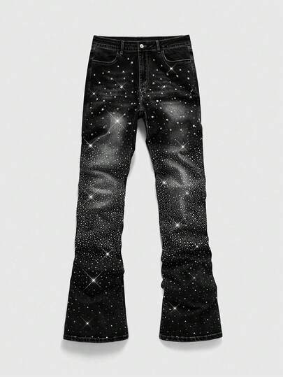 Street Life Jeans con efecto diamante y vuelo para hombres