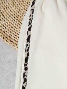 SHEIN Tween Girls Leopard Print Bow Sweatshirt & Sweatpants Set - Apricot - View 7