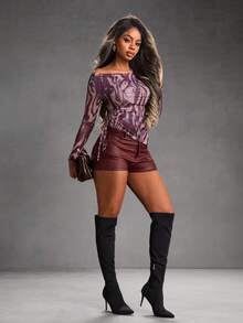 CUCCOO SZL 女士黑色弹力过膝靴 - 黑色 - 查看 7