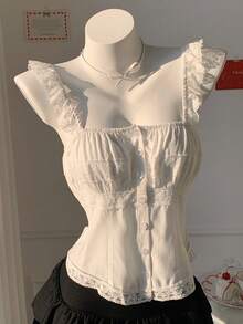 Comfortcana Women's Fashion French Lace Trim Camisole Top - White - View 6