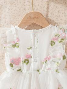 Souflis Souflis 法式复古新款女婴甜美荷叶边无袖刺绣网纱公主裙，适合节日、度假、派对等场合，春夏款 - 彩色 - 查看 8