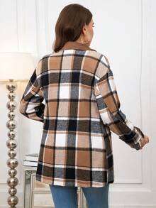 Franclia Women's Long-Sleeved Wool Coat - Brown - View 2