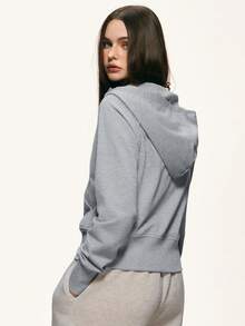 Rina Fox Grey Casual Pullover Sweatshirt, Versatile For Autumn/Winter - Grey - View 2